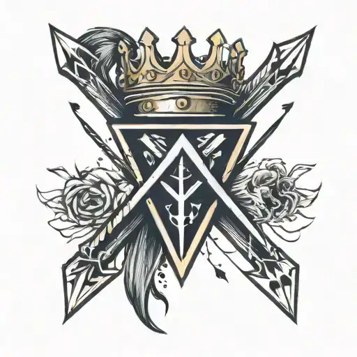 Crossed Arrows With A Crown Above It