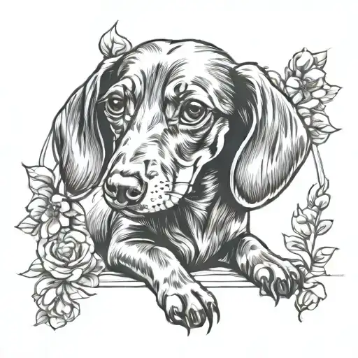 Sketch Dachshund Smooth Line Work