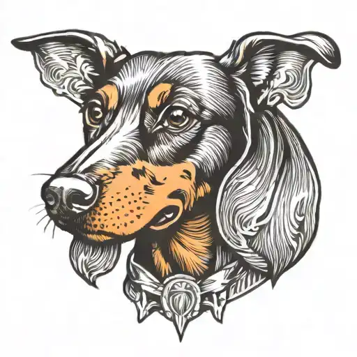 Sketch Dachshund Smooth Line Work Tattoo Design