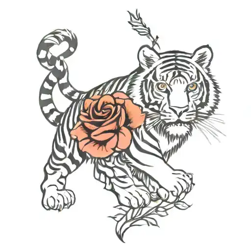Tiger With Rose