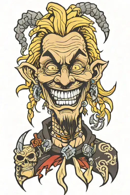 Evil Cartoon Character With Blonde Dreadlocks And Diamond Teeth