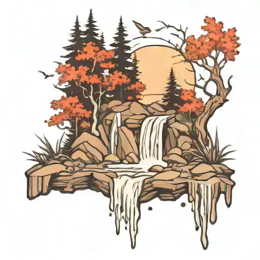 Forest Beach Waterfall