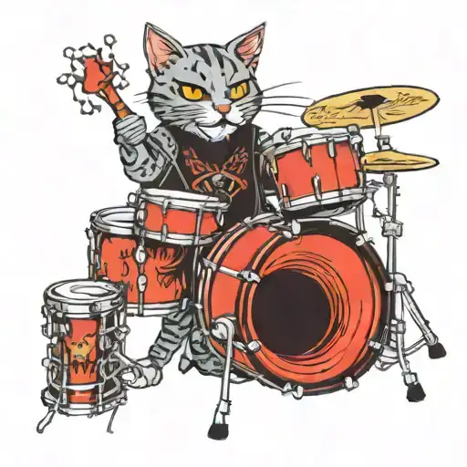 Punk Rock Cat Playing Drums