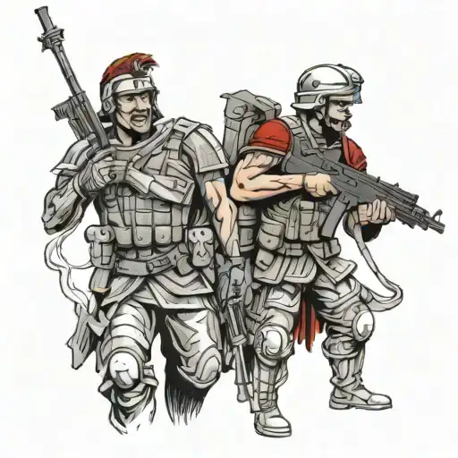 Roman And Us Army Soldier