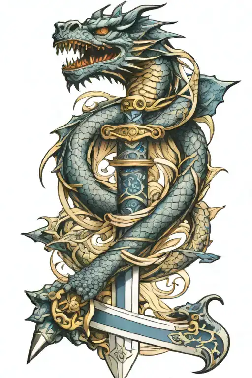 Japanese Blue Dragon Wrapped Round Atemplar Knight Sword