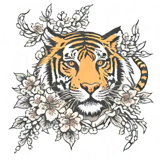 Tiger And Cherry Blossom Fine Line