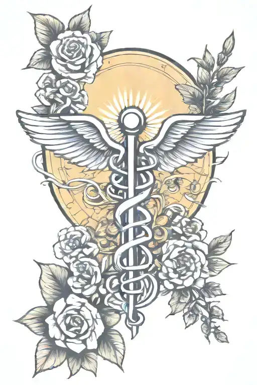 Medical Caduceus Floral Sun