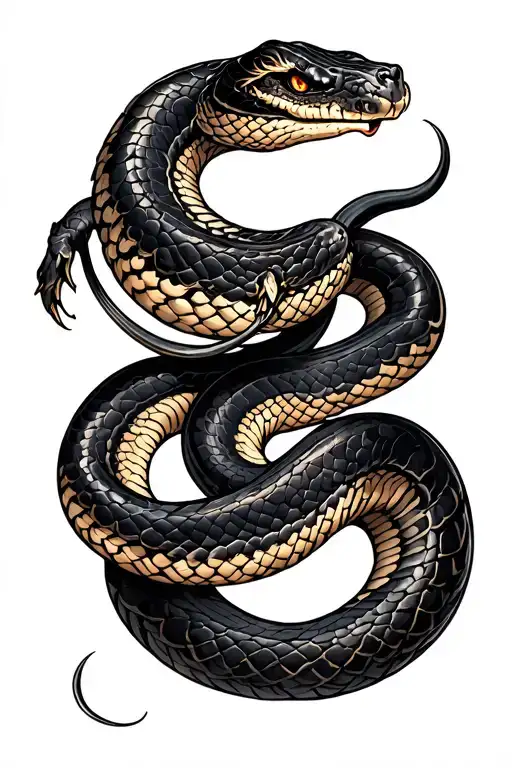 Black Fat Snake Intertwined