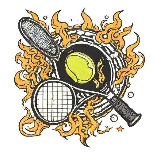 Tennis Racket On Fire