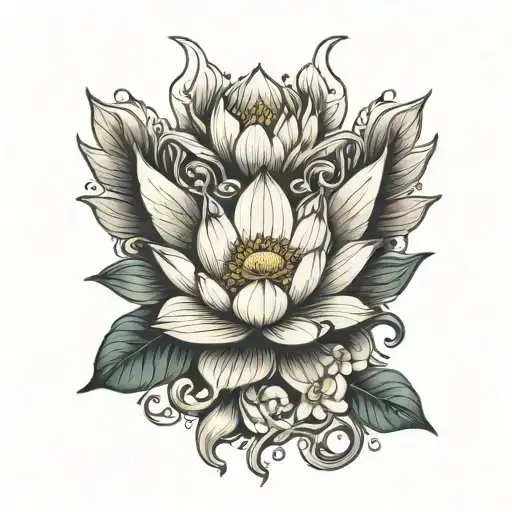 Lotus Flower And Angel Wings