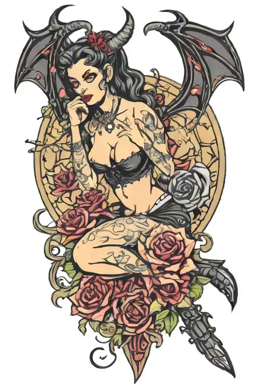 Goth Succubus Pin Up Girl
