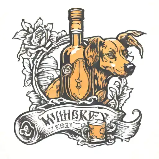 Whiskey Bottle And Dog