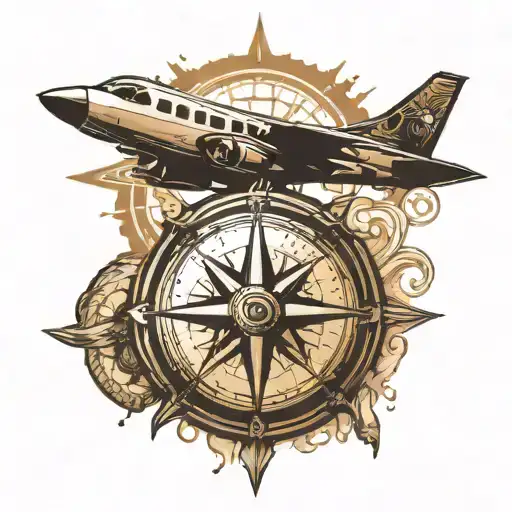 Compass Face And A Jet Aircraft