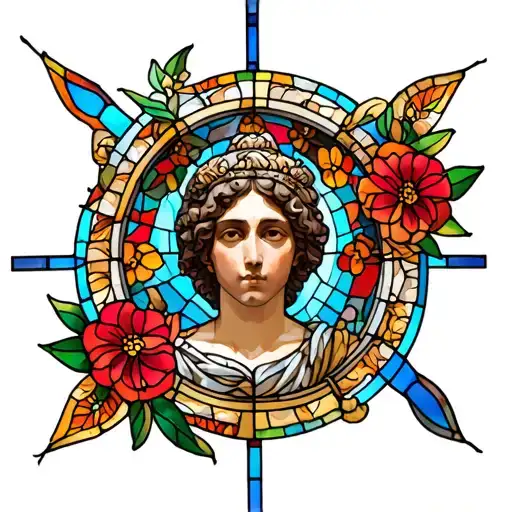 Roman Art Tattoo Stain Glass Window