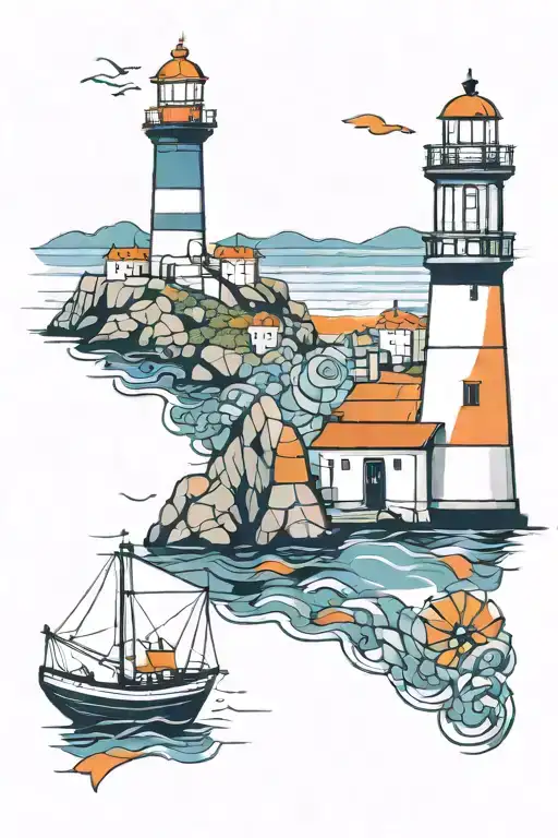 Lighthouse And Mosaic Porto Colors Like Blue And Orange