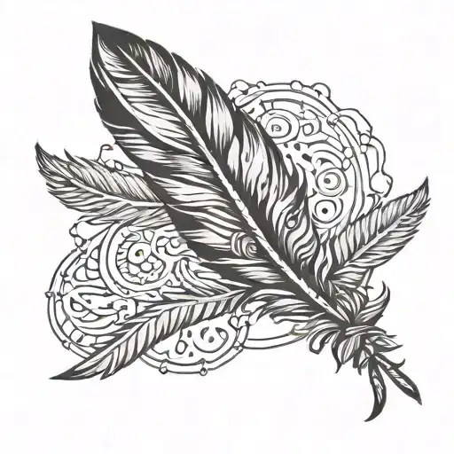 Native Feather With Stim In Cursive Dylan