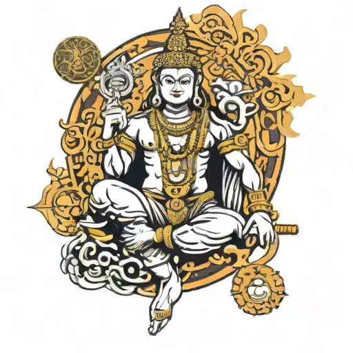 Modern Shiva Tattoo With Lord Buddha And Sri Lankan Ravana's Muscle Body And Sun