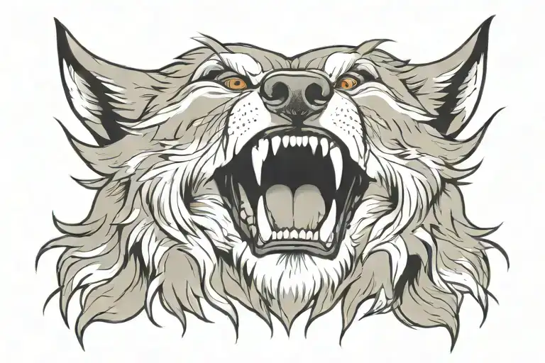 Snarling Wolf Face