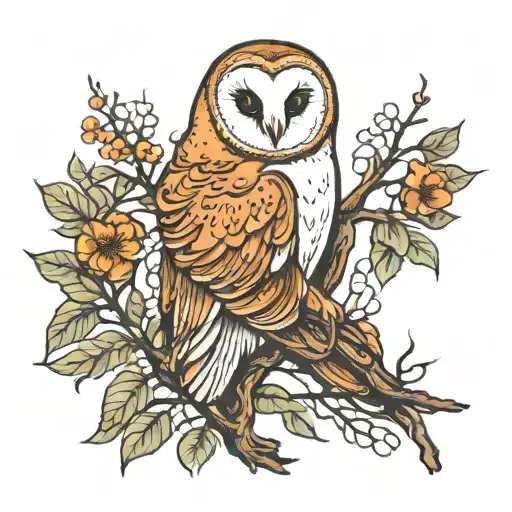 Barn Owl Perched On A Branch