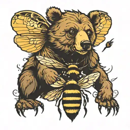 Bear With Bumble Bee Flying