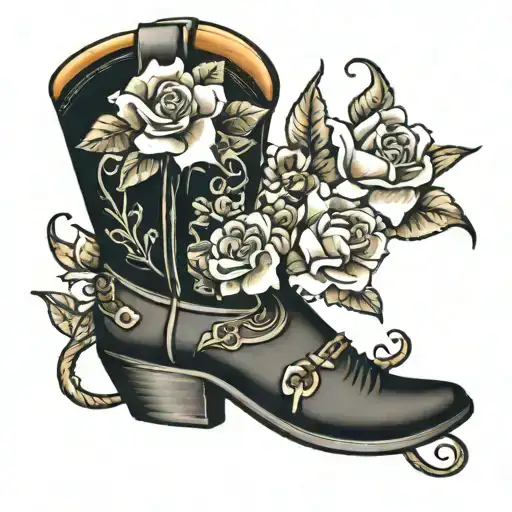 Cowboy Boot With Flowers Coming Out Of Top