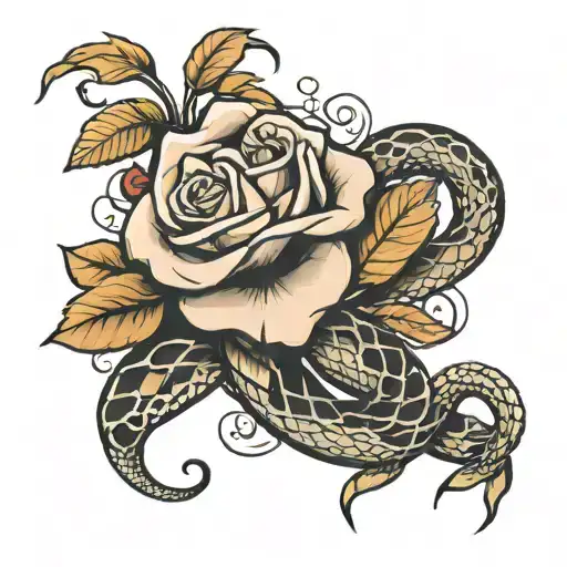 Snake And Rose Intertwined