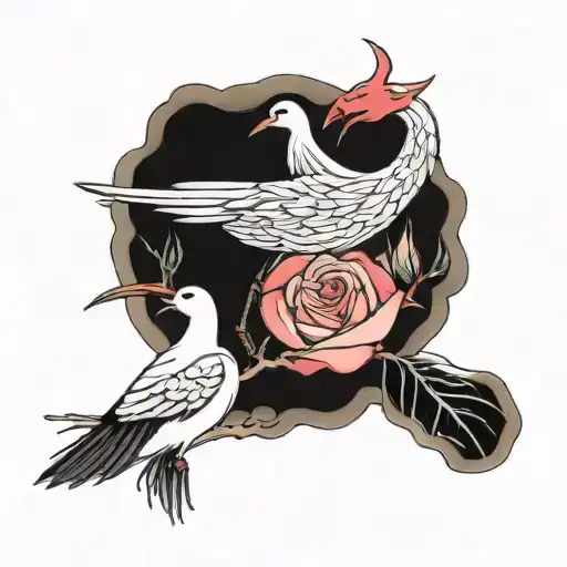 Rose Et Crane Bird