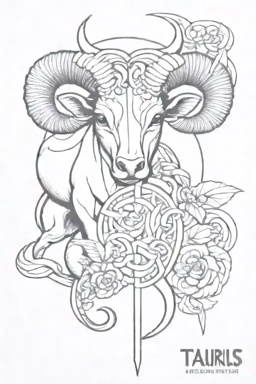 Combination Taurus And Aries Combined Tattoo Design