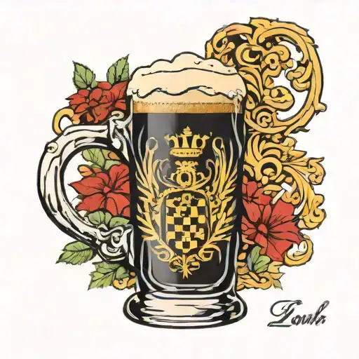 Beer Mug With The Croatian Word Ziveli And The Fulda Coat Of Arms In The Background