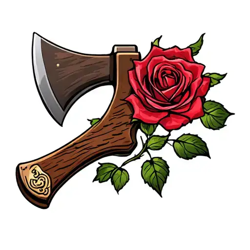 Axe With Rose Wrapped Around It