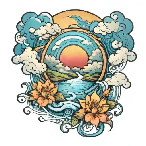 View With Water And Clouds