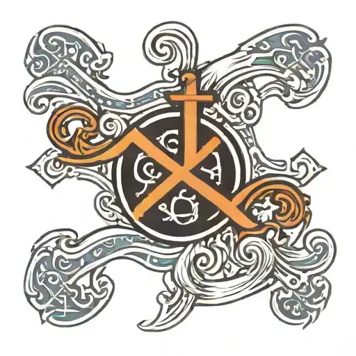 Waves Chi Rho Symbol Combined Together