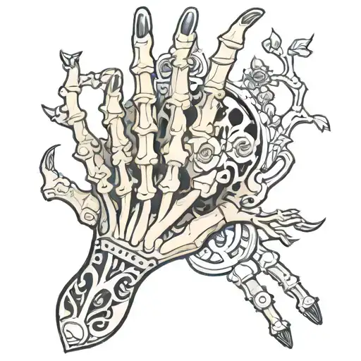 Skeleton Hand Full Hand Tattoo Outline
