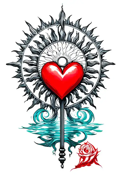 Sun Key That Is Inverted With A Heart