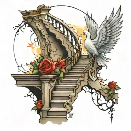 Stairway To Heaven With Cracks And Dove