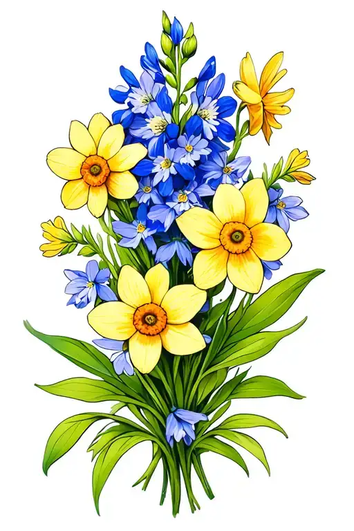 Daisy Larkspur Narcissus Flower Bouquet