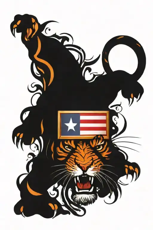 Puerto Rican Flag With Tiger