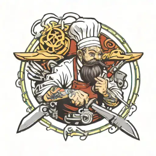 Chef And Knifes Looking Mechanical