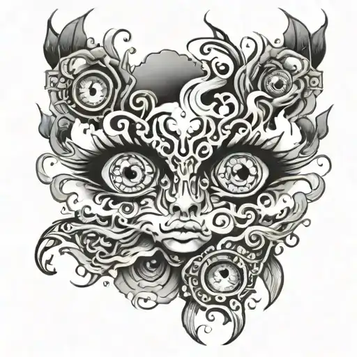 Multiple Eyes In Smoke In Gothic Style