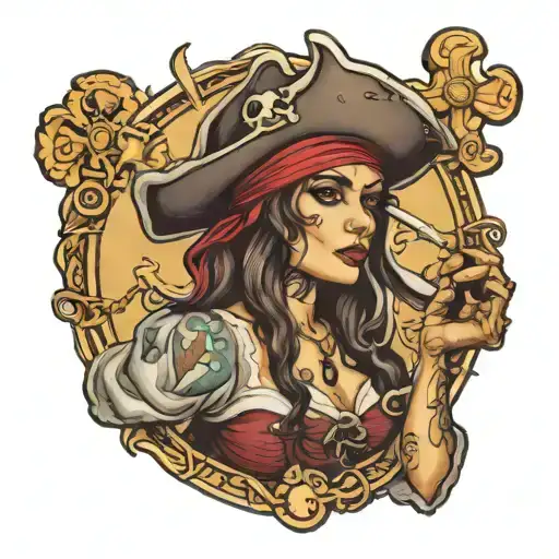 Pirate Woman Holding A Cross