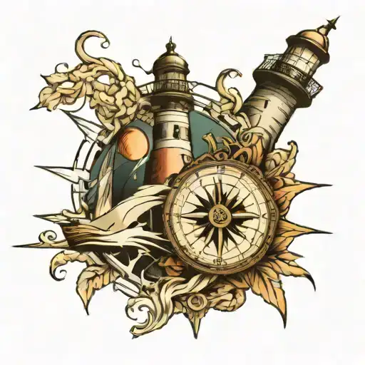 Ship Compass Map Rope Lighthouse