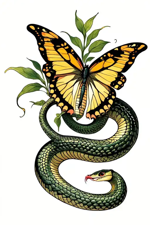Butterfly And Snake