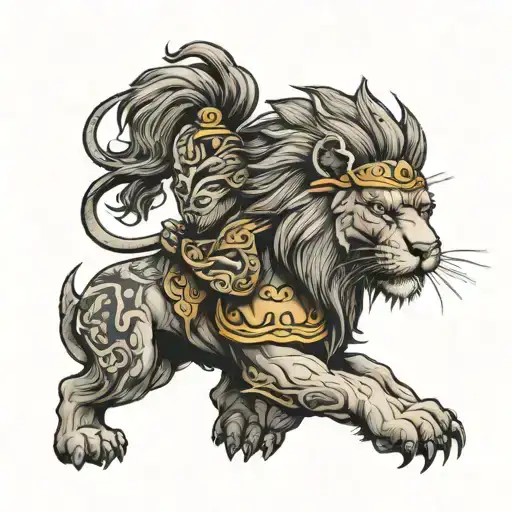 Warrior Wearing Lions Head