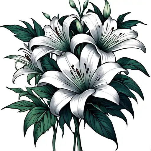 3 Flower Bouquet Lily Blooming Flowers