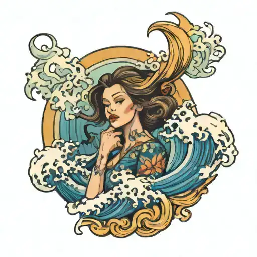Female On Ocean Waves Crashing