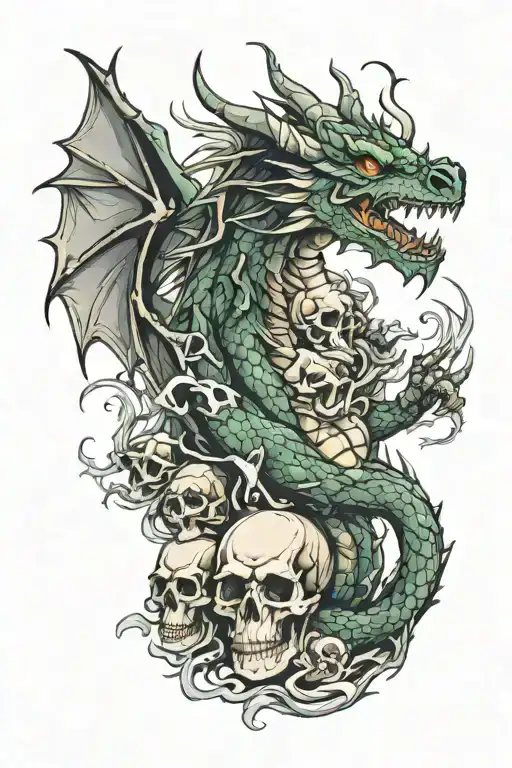 Dragon And Skulls
