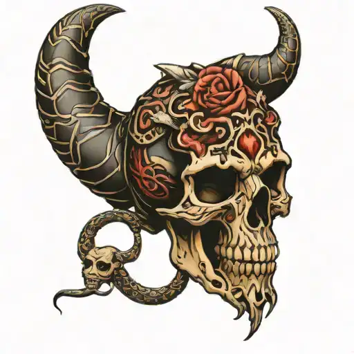 Aries Skull And Snake Wrapped