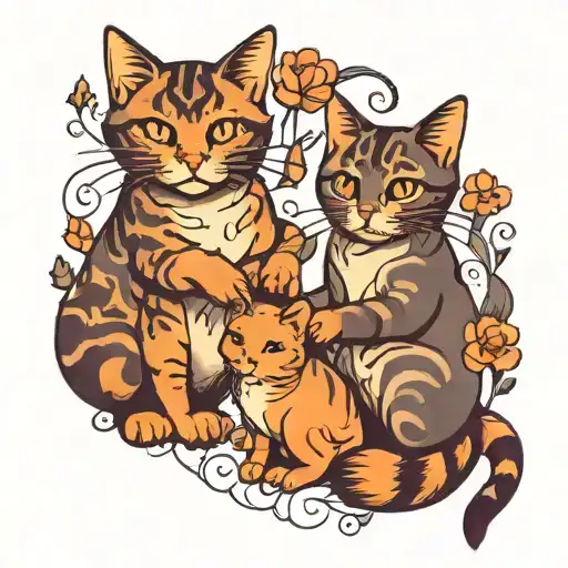 Cat Parents Holding Hands Tattoo