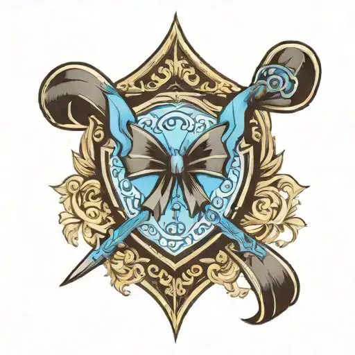 Black Bow With Blue Hue Which Gives Sheild To The Bearer