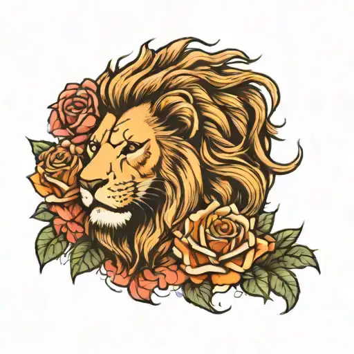 Lion And Roses
